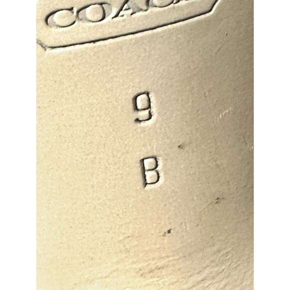 Coach Daisey Gold Platform Heels w/ Satin Bow, Peep Toe, Mono Logo, Women's 9B - Picture 11 of 12